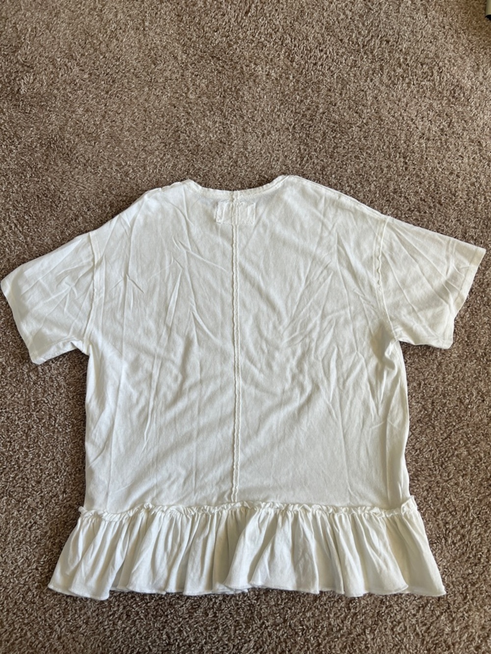 We The Free Ivory Ruffle-Hem Short Sleeve Tee - Picture 3 of 5